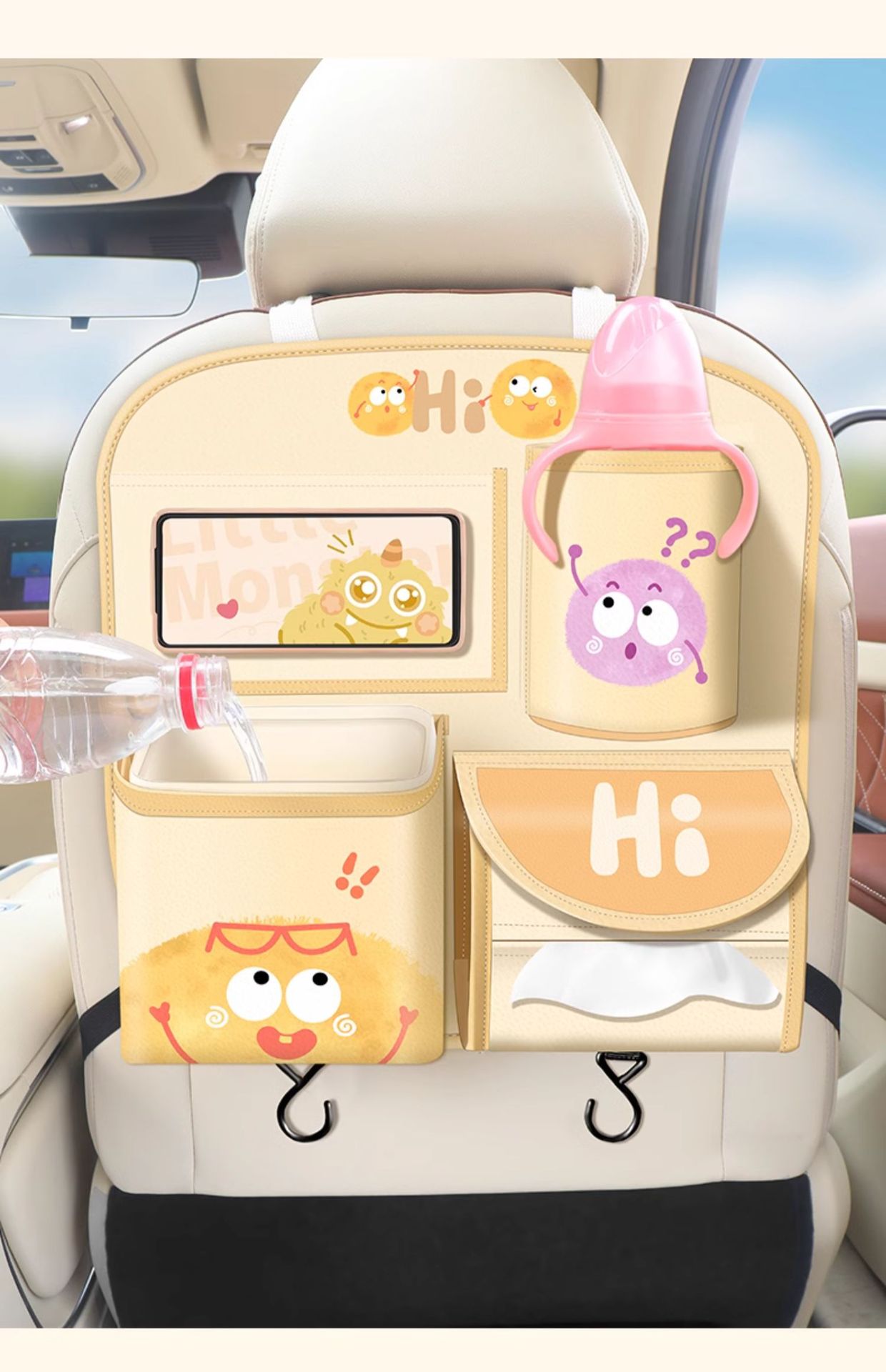 Car Storage Hanging Bag Multi-function Car Seat Back Storage Rack Rear Tissue Box Trash Can Storage Box