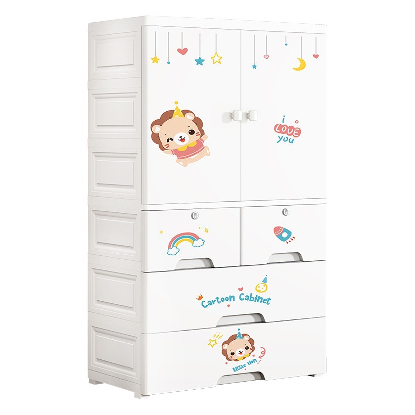 Super Peng 70 Width Open Door Storage Cabinet Plastic Storage Cabinet Assembly Baby Hanging Wardrobe Baby Children's Wardrobe