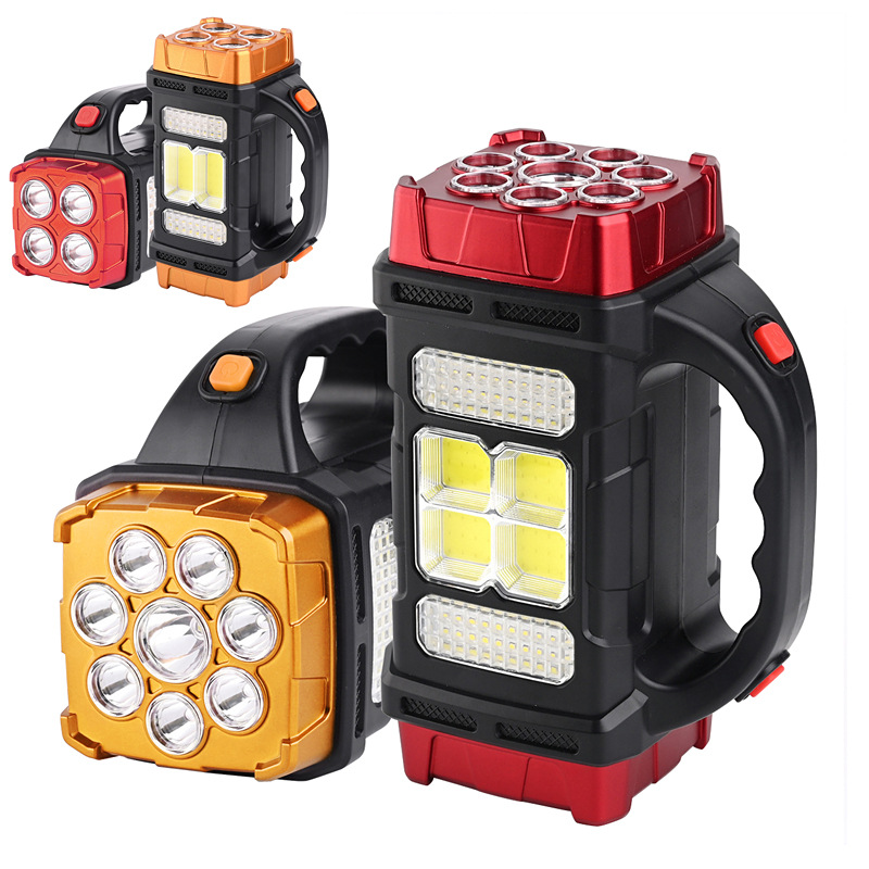 Lámpara de mano solar transfronteriza de emergencia carga de luz brillante LED linterna USB doble fuente de luz al aire libre camping exploración