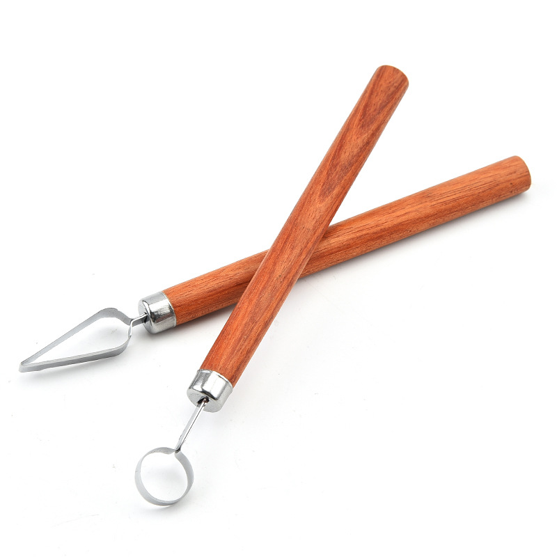 10 piezas mango de madera cuchillo de dibujo de acero inoxidable plato de frutas y verduras cuchillo de talla cuchillo de dibujo de borde de chef al por mayor