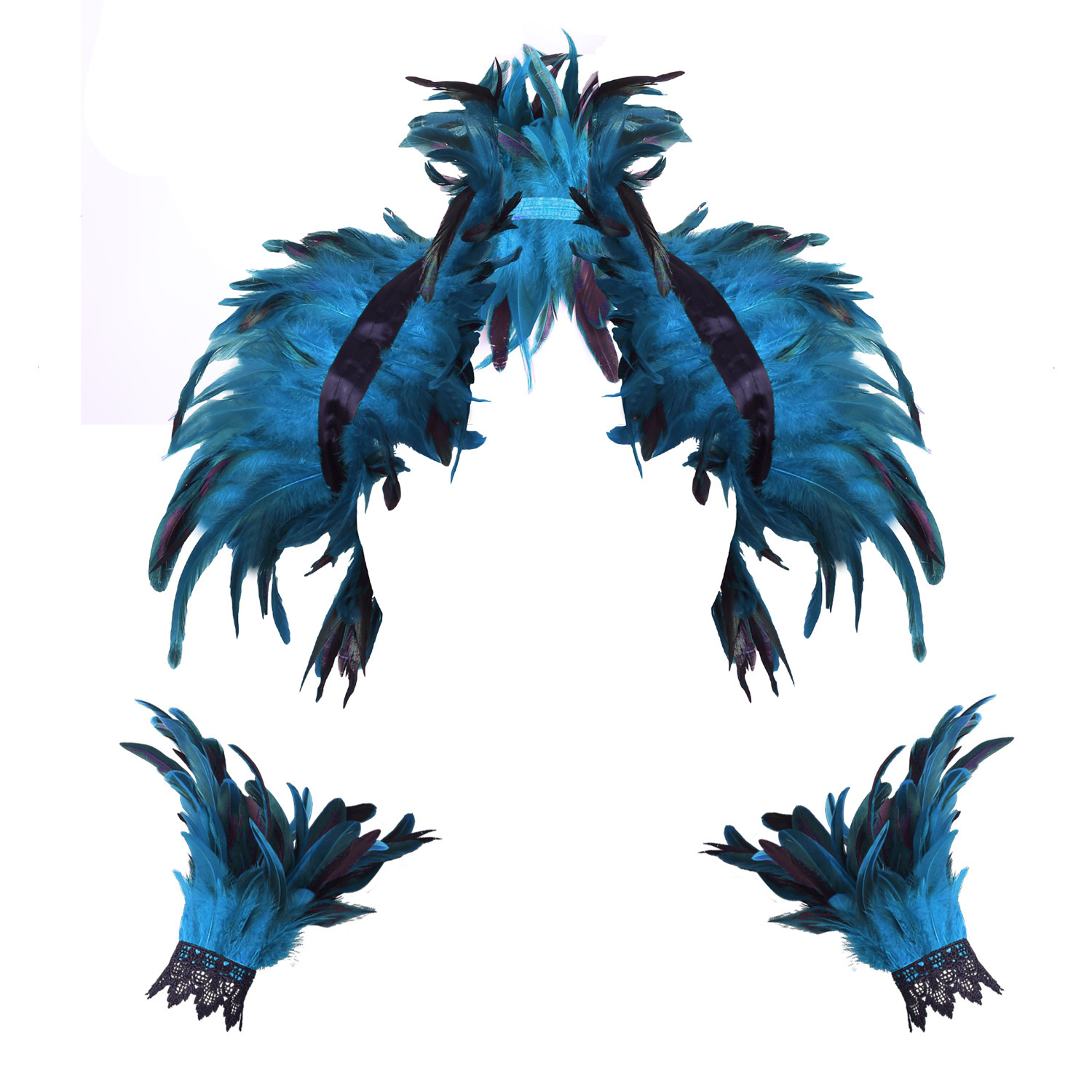 Halloween Feather Shawl Bracelet Set Feather Shawl Punk Feather Party Holiday Dress up Amazon Hot Sale