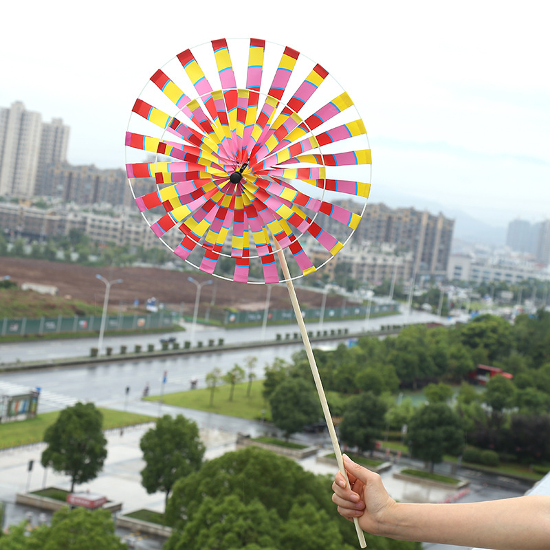 傳統複古老北京風車夜市地攤 兒童卡通炫彩亮色玩具風車公園裝飾