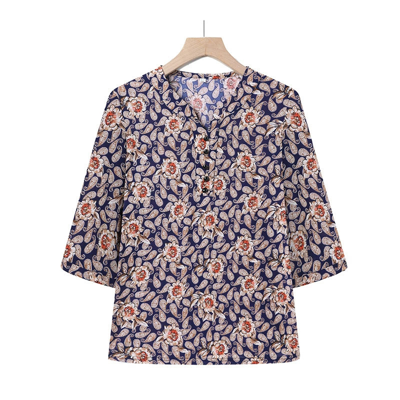 Летние тонкие футболки для женщин среднего и пожилого возраста, летняя одежда для старух, модная бабушкинская одежда с короткими рукавами.