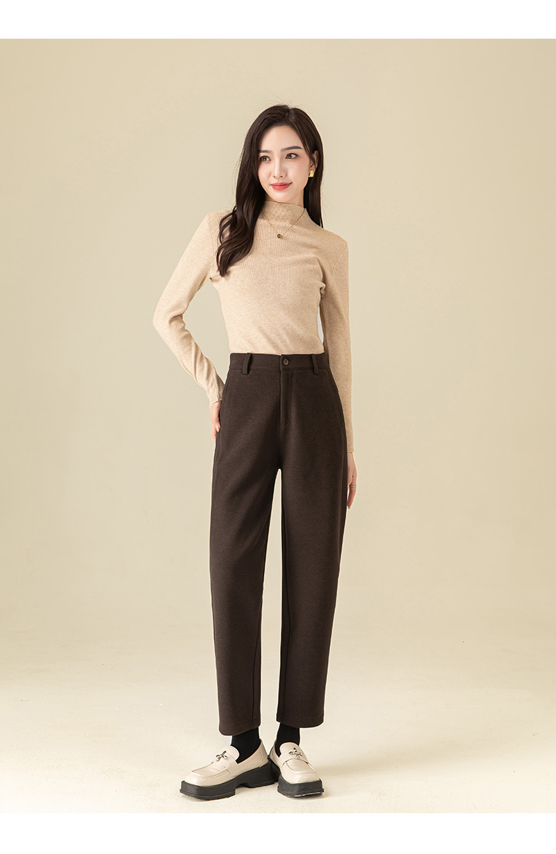 Quần culottes nữ ống rộng cạp cao chất liệu tơ tằm len dáng chéo chéo mùa thu đông — Angola đỏ chi tiết 23