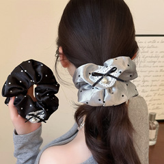 韩系高级感缎面波点大肠发圈女温柔简约爱心头绳发饰百搭韩国发绳