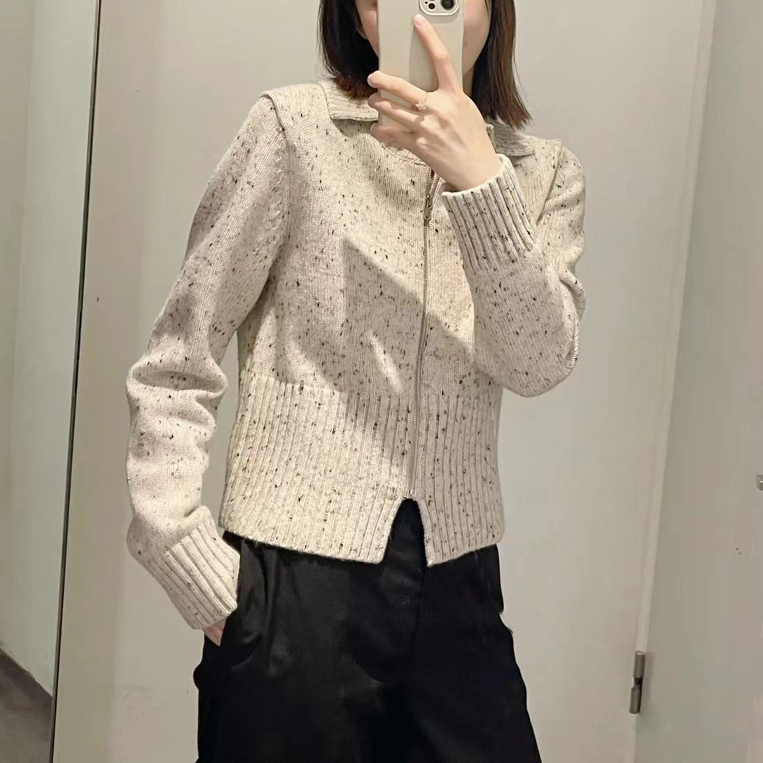 C women's clothing 2023 autumn and winter new slim-fit short sweater wool knitted cardigan for women 1112132002