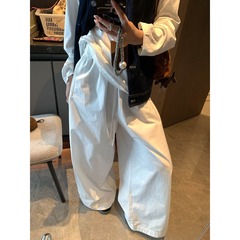 摩且 早秋新款 假日慵懒风抽绳松紧腰宽松阔腿休闲裤百搭 MQ0671