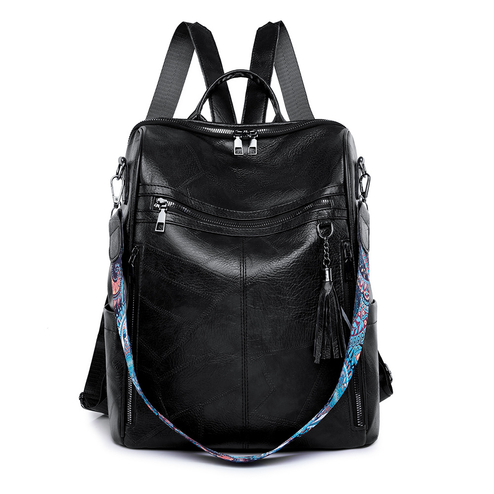 Mochila de cuero suave para mujer retro casual de nuevo estilo transfronterizo, mochila de hombro de gran capacidad simple y versátil al por mayor