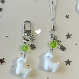 幸运咩咩可爱植绒手机挂件钥匙扣挂链包包相机挂饰百搭简约