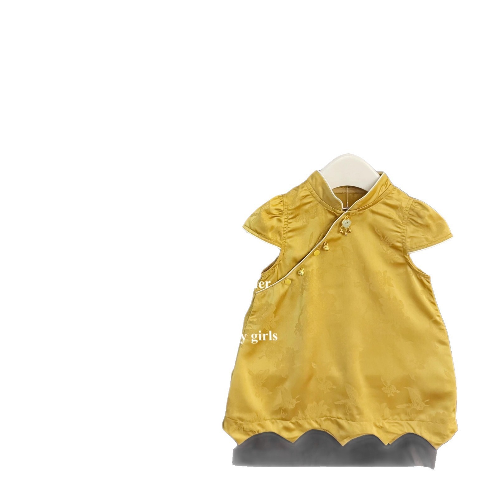 [Xianning Seven] ¡Luz flotante y oro! Falda de chaleco cheongsam chino nuevo estilo chino con tapeta diagonal jacquard tridimensional de la industria pesada del bebé femenino