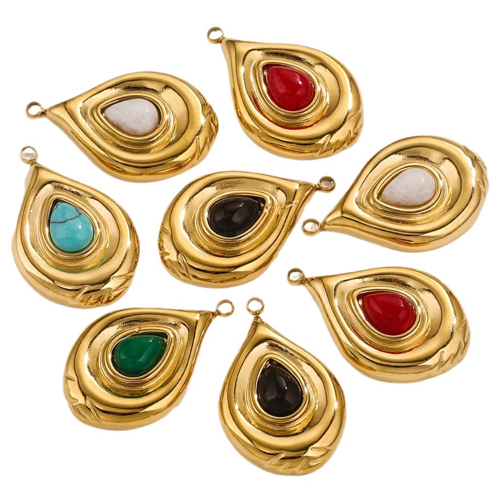 Acero inoxidable gota de agua Europa y América accesorios colgante de piedra natural DIY collar pendientes accesorios transfronterizos al por mayor