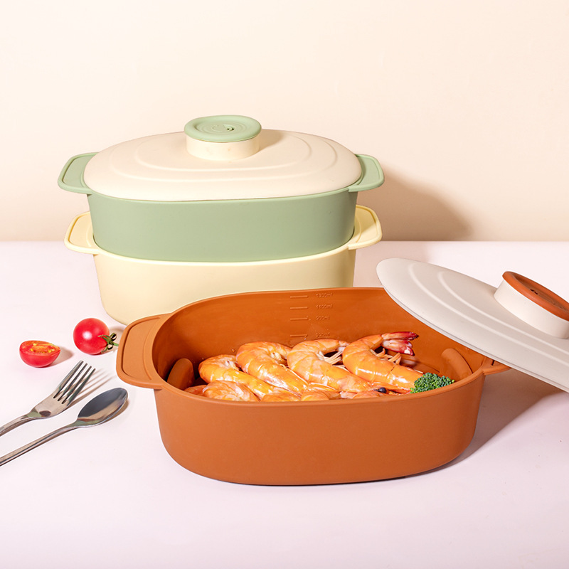 2025新款厨房产品실리콘 찜기食品级硅胶蒸锅多功能减脂蒸饭菜盒|undefined