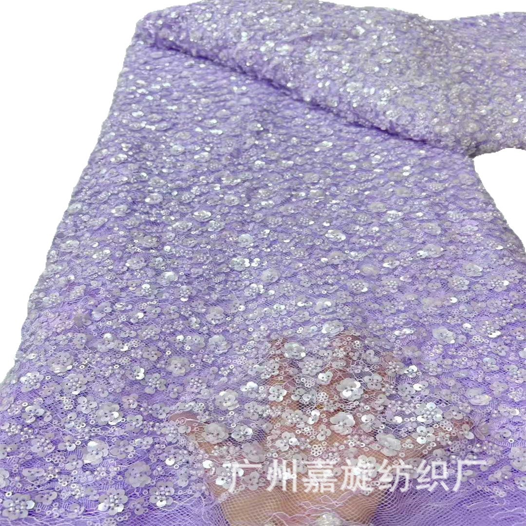 Tela de encaje bordada con cuentas en tubo de patrón irregular estilo europeo y americano, estilo fresco para vestidos, vestidos de novia, tela de encaje para ropa infantil.