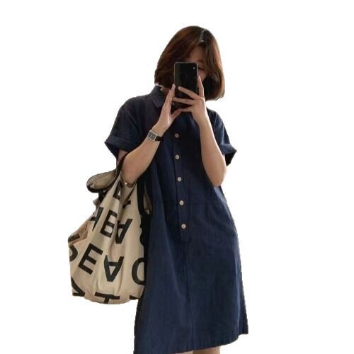 Polo neck dress for women 2025 summer small crowd design sense European station straight tube slimming short-sleeved shirt for women 