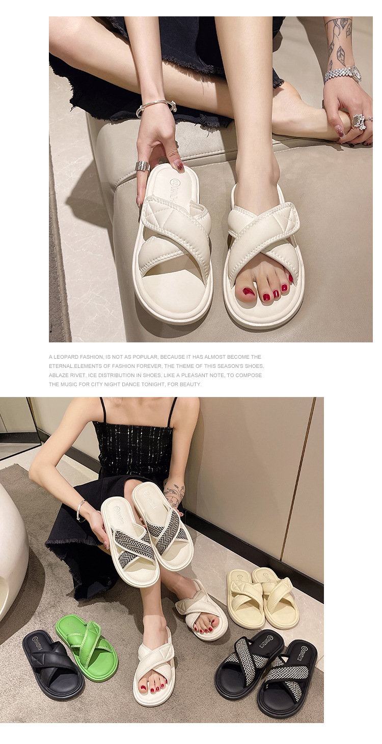 Lente en zomer Nieuw All Match Factory Direct Supply Taizhou Dames S Schoenen Zachte onderkant Mode Ronde neus Casual pantoffels_voghion.com