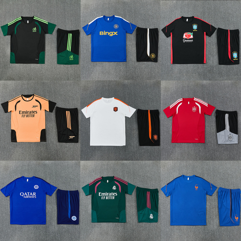 2627 World Cup Short-Sleeved Jersey Football Training Suit Set Chelsea Portugal Netherlands England Spain 2627 World Cup Short-Sleeved Jersey Football Training Suit Set Chelsea Portugal Netherlands England Spain
