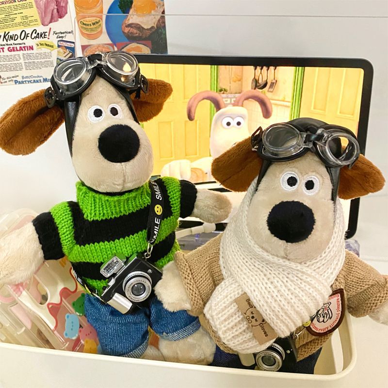 23CM 핸드독 인형 파일럿 강아지 인형 봉제 장난감 옷 세트 선물 선물 인터넷 빨간 인형