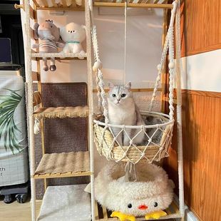 Homemade DIY Cat Climbing Frame Pure Shelf New Storage Rack Floor-Standing Cat Shelf Pet Toys Household Does Not Occupy Mengnuo