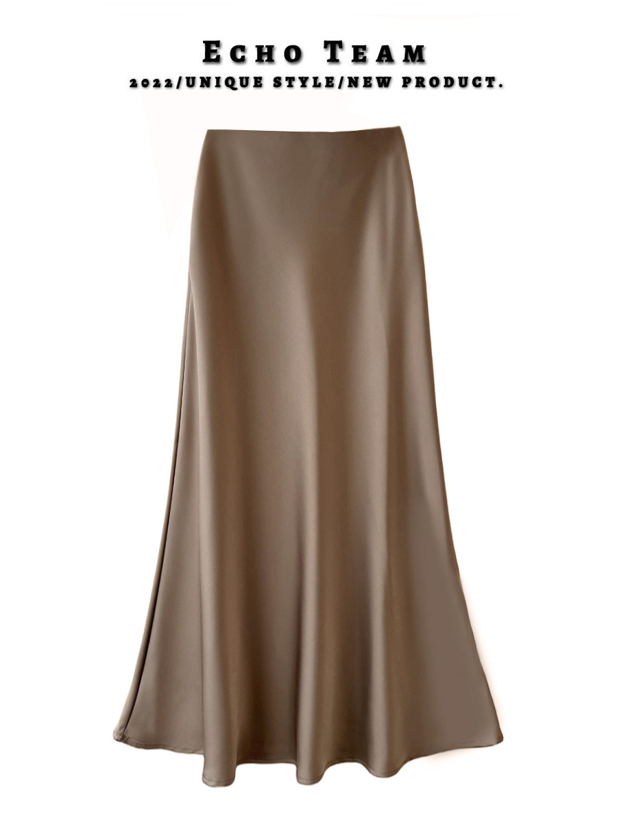 L'Été Vêtement De Rue Couleur Unie Polyester Acétate Tissu Robe Mi-Longue Jupes display picture 8