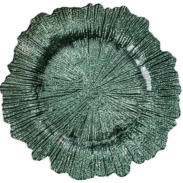 Nuevo diseño de decoración de mesa de boda plástico transparente cargador de borde irregular placa de melamina transparente redonda