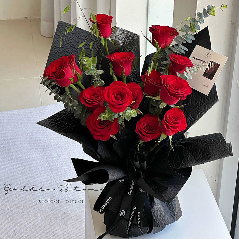 Huaxi Qixi día de San Valentín piedra texturizado papel grosado pliegue diy relieve flor fresca embalaje floral al por mayor