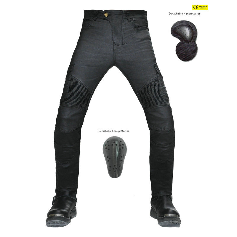 VOLERO pantalones vaqueros de la motocicleta de los hombres de la motocicleta recubierta Cuatro Estaciones multi-Bolsa de pantalones de ciclismo pantalones de carreras anti-caída