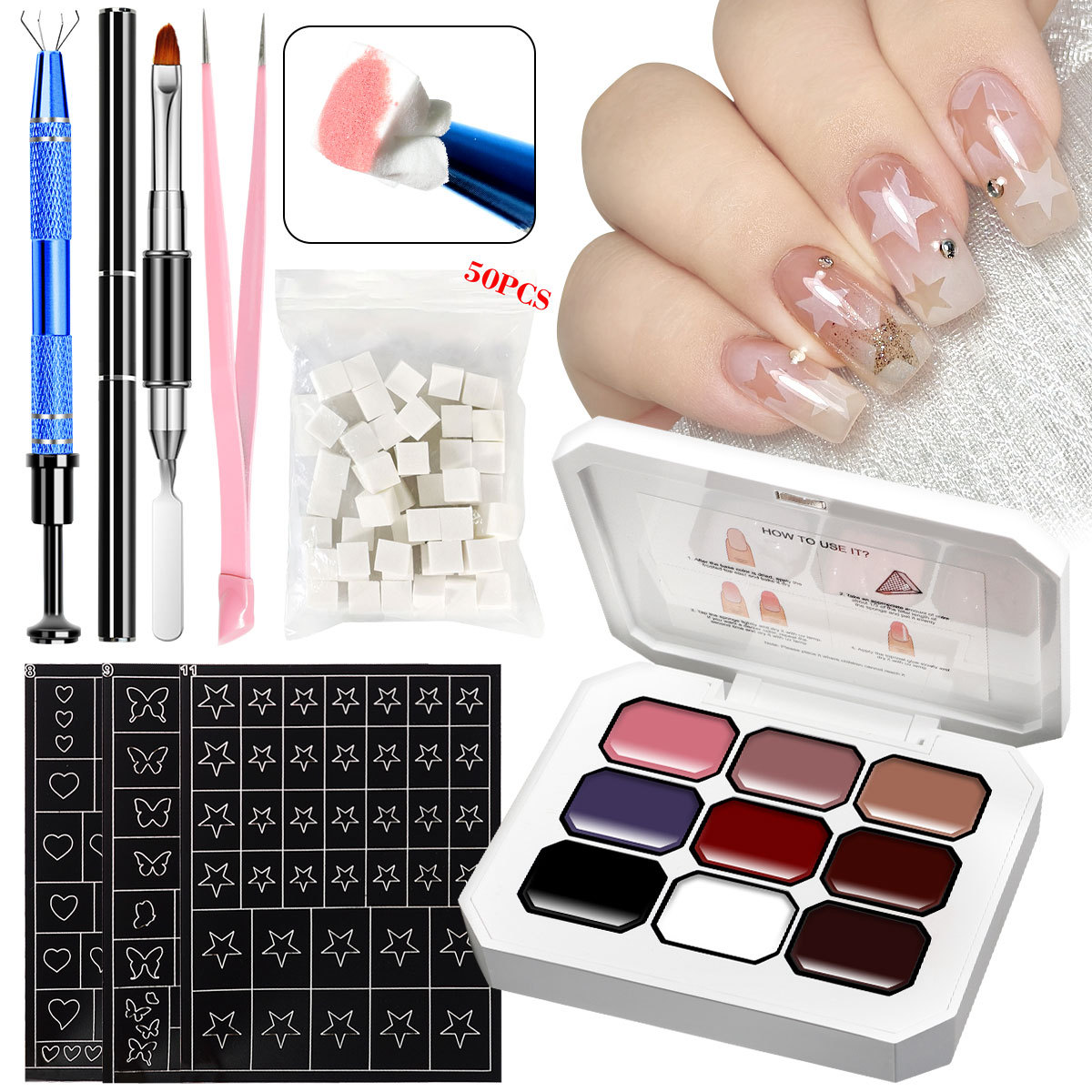 Nuevo Jiugong Ge Flap Face Jacquard 2025, nuevo pegamento de transferencia de uñas en relieve de pintura libre de lavado Aurora