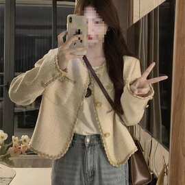 韩系温柔感花边小香风外套女早春宽松设计感小个子短款上衣潮