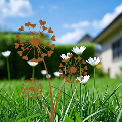 天然錆びたタンポポの庭の装飾花の形の金属中庭クラシックなスタイルの自然な錆びた植物クラフト