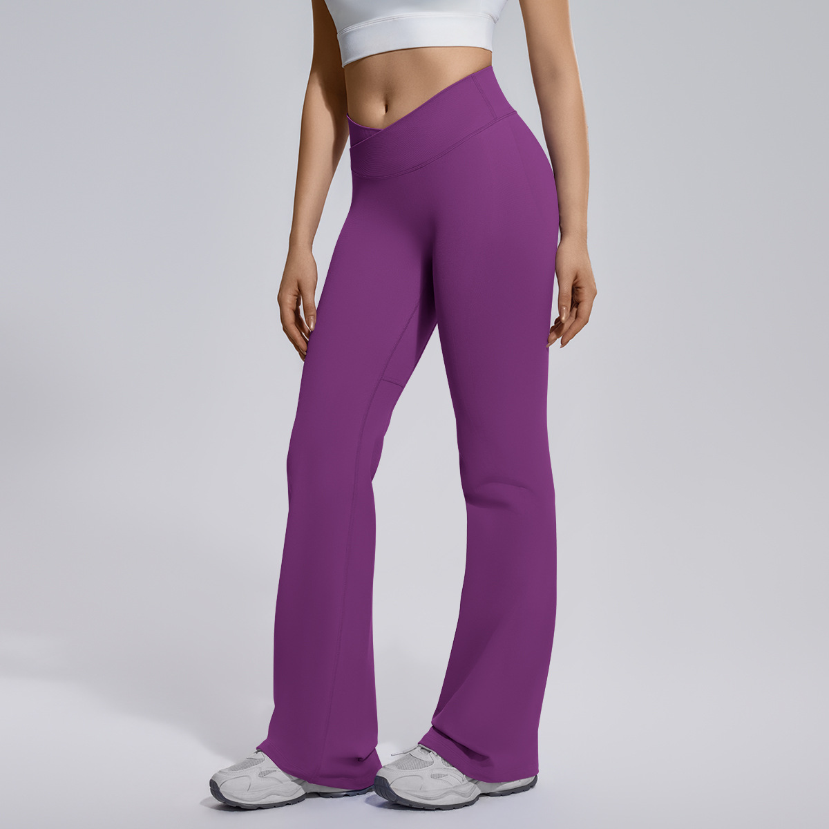 Cross-border sin costuras, piernas anchas, cintura cruzada, caderas, abdomen elástico, pantalones de boquilla, ropa de yoga para mujeres