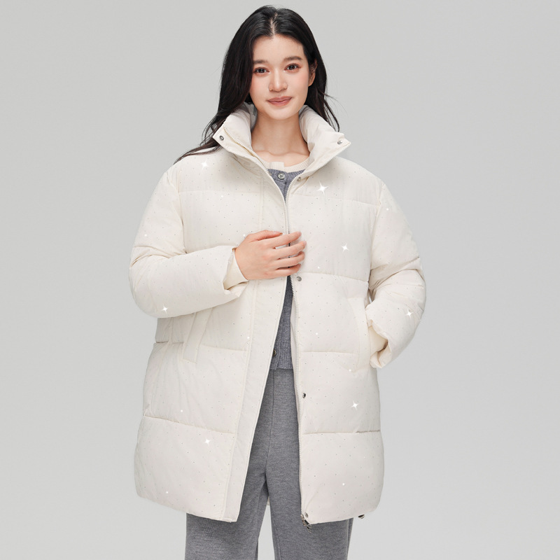 Nuevo abrigo de algodón de plumón de moda de invierno de mujer, abrigo de algodón de cuello grueso, abrigo de algodón de estilo medio y largo, abrigo de algodón de mujer image 2