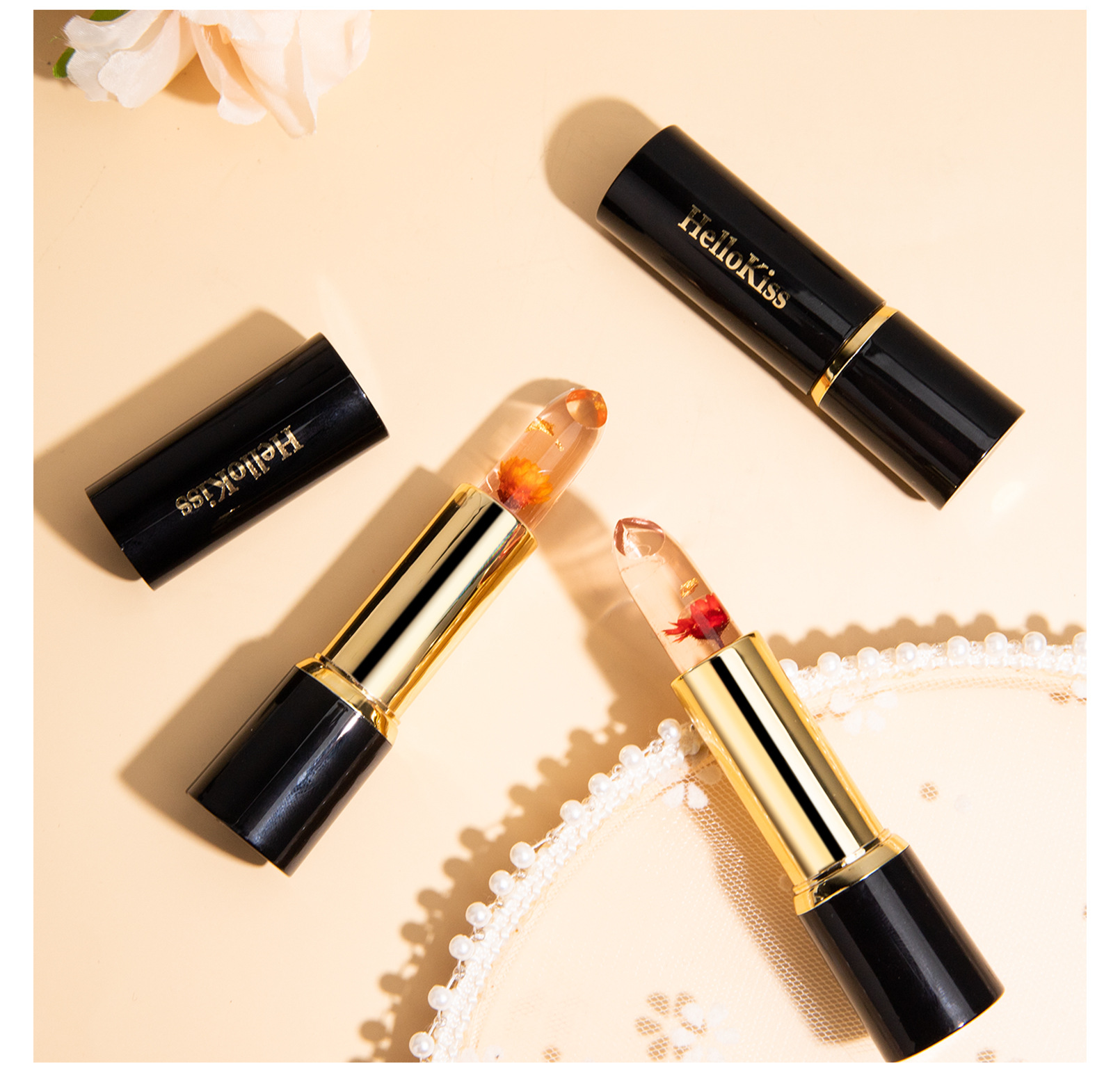 Hellokiss jelly Flower Lipstick Moisturizing, hydrating, long-lasting and color-enhancing gold foil thermochromic lipstick is selling well across borders undefined