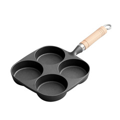 WBZ7鑄鐵煎蛋鍋雞蛋漢堡模具蛋餃多孔無塗層早餐小平底煎鍋不粘鍋