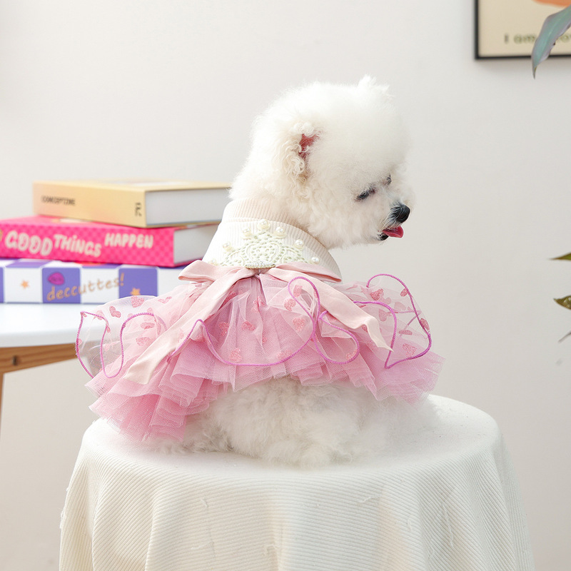 宠物衣服秋冬新款小型犬幼犬快乐狗猫保暖舒适安妮公主婚纱|undefined