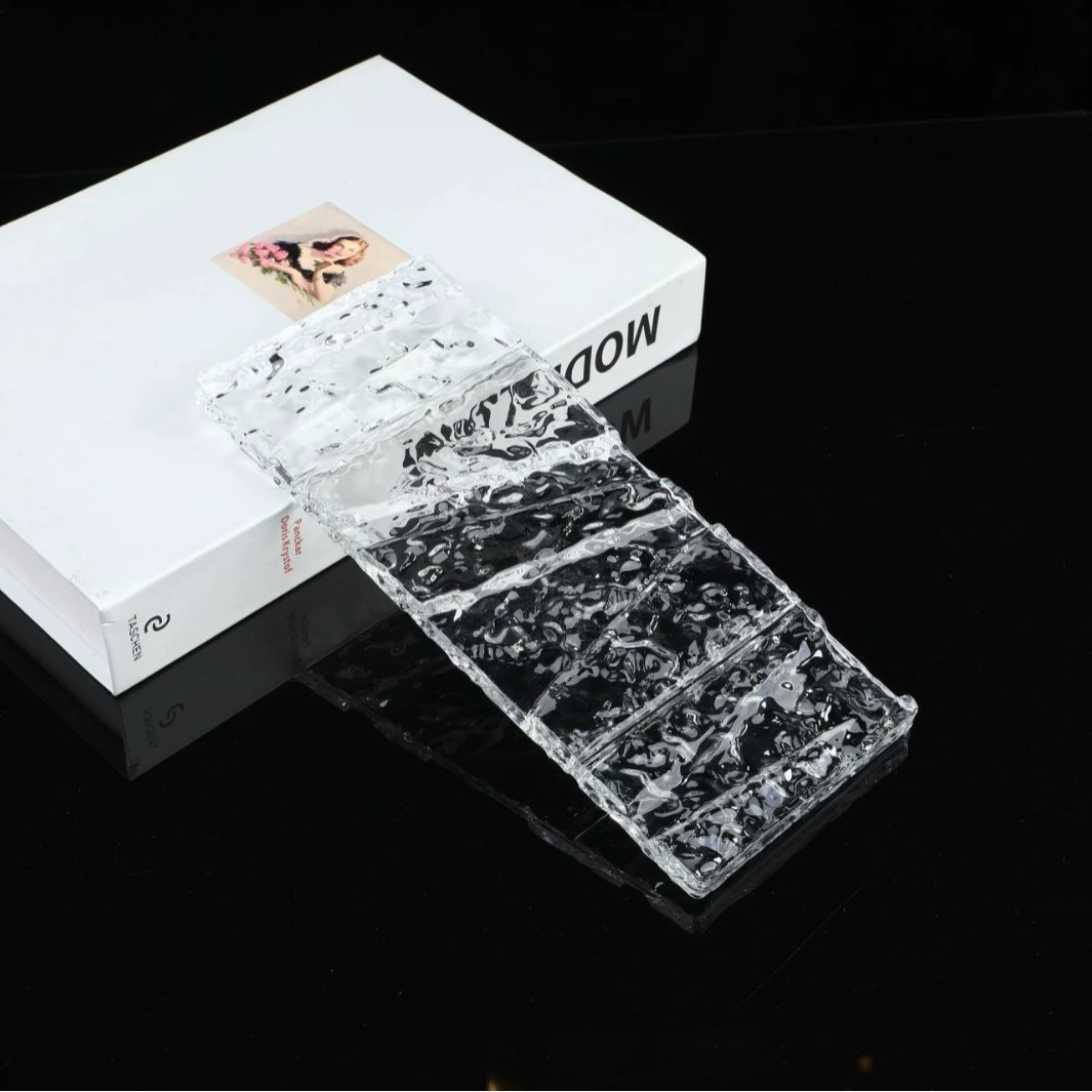 Производитель ультрабелых стеклянных кирпичей для перегородок из полого стекла с горячим расплавом, прозрачный узор ледяного кристалла, подвесное украшение из кристаллов