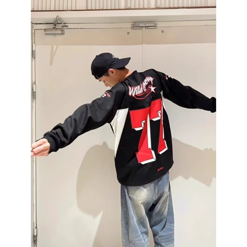 Ropa para hombre Sudadera con capucha de algodón con estampado de logotipo digital, sudadera con capucha bordada con pintura salpicada de tinta, chaqueta para pareja_voghion.com