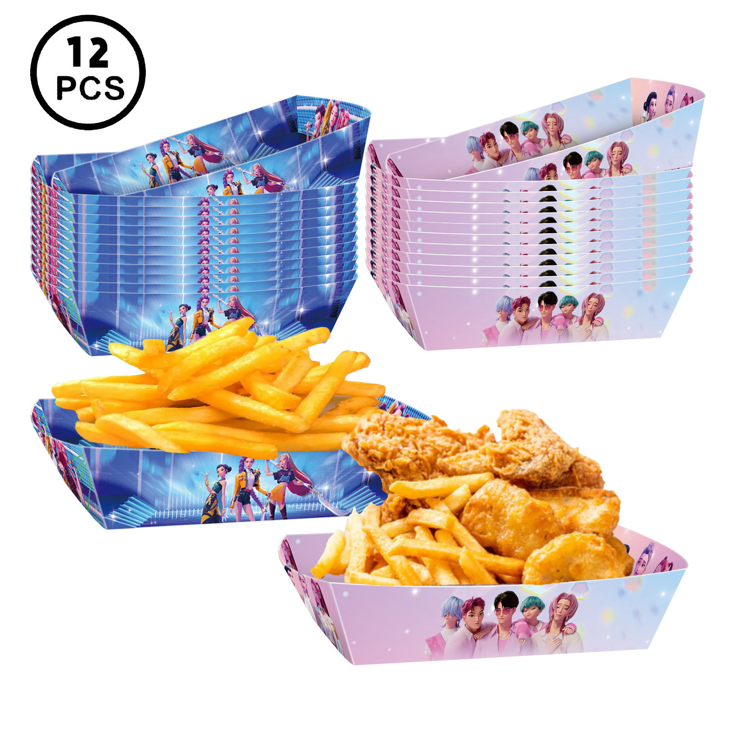 Inventario de caza de demonios rosa grupo de mujeres cubiertos set de cumpleaños tazas de papel bandejas de papel toallas de mesa artículos decorativos