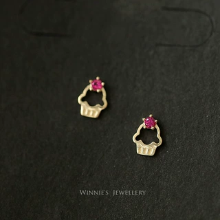 S925银镀14K金耳钉细致迷你可爱风雪糕冰淇淋纯银耳钉耳饰女