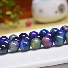 彼得蓝虎眼石圆珠散珠 星空虎睛石 diy半成品手工饰品串珠配件