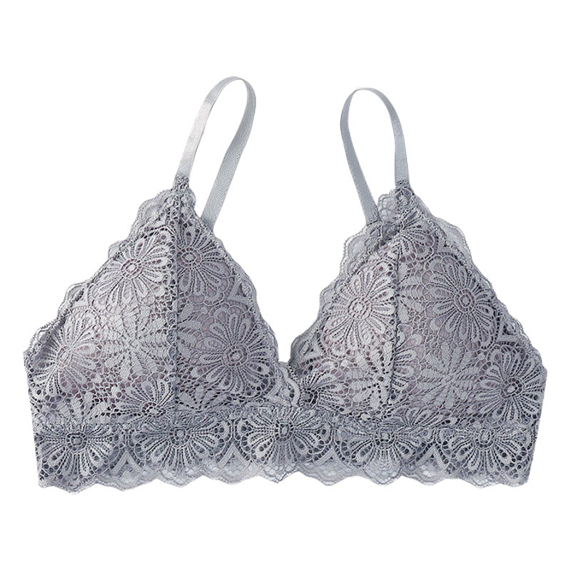 Sexy elegante encaje espalda envuelta pecho profundo V Correa suave piel-amigable ligero transpirable Copa cómodo sujetador inalámbrico