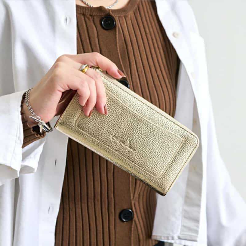 ロッテ ホットセール ライチ柄レザー レディース 長財布 ポータブル 手持ち 大容量 コントラストカラー 小銭入れ カードスロット付き|undefined