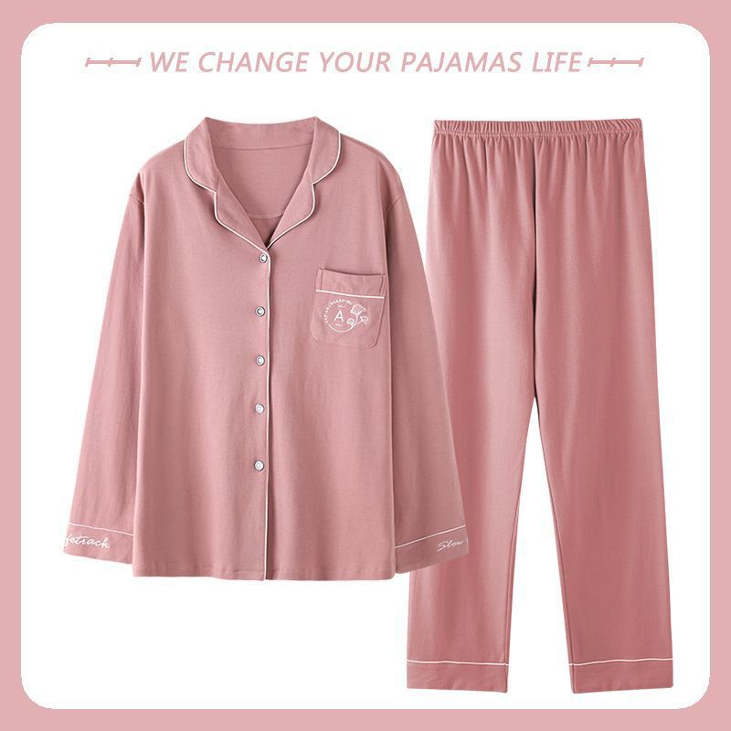 Pijamas de mujer primavera y otoño 100% algodón puro 2022 nueva manga larga de gran tamaño verano Delgado desgaste del hogar traje de dos piezas
