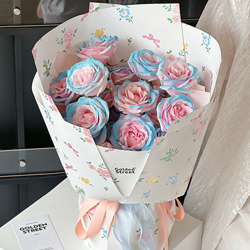 网红简约防水花束包花纸小花款母亲节鲜花包装纸时尚花艺花店批发
