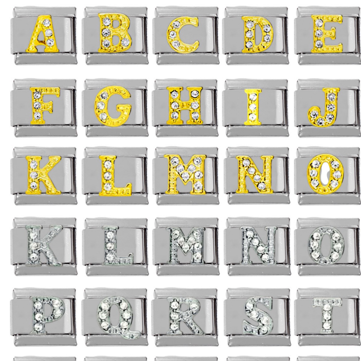 304 stainless steel diy charm bracelet english letter module italy charms stainless steel elastic bracelet