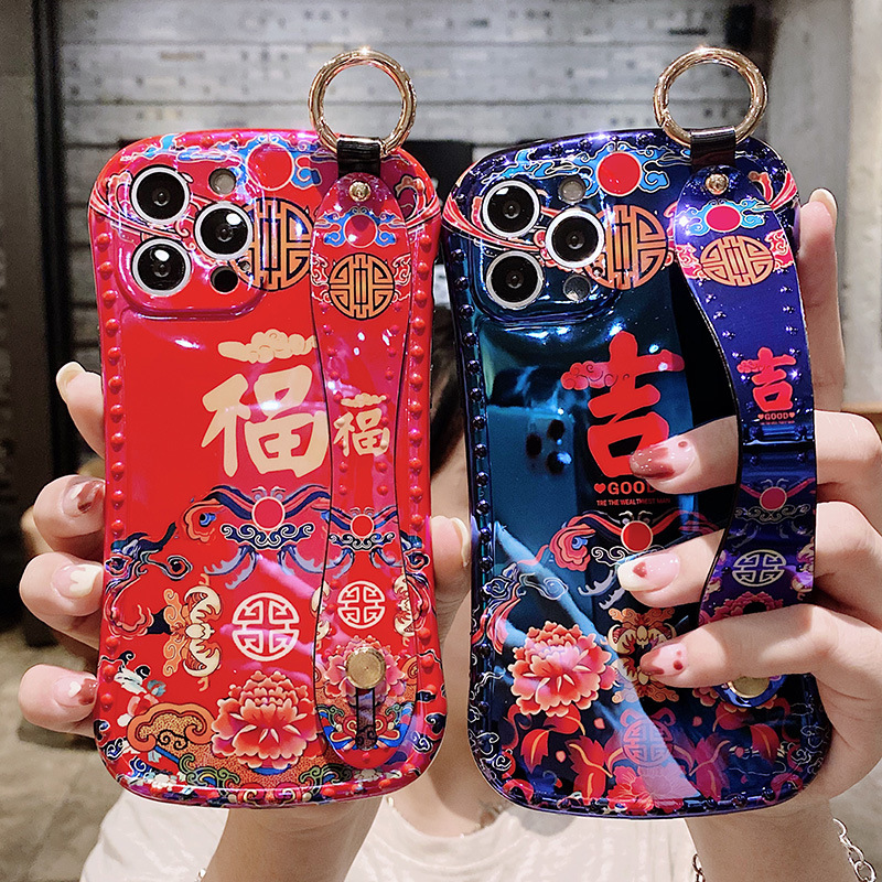 新年礼品款适用苹果13 12pro软壳iphone11 xs小蛮腰手机壳腕带max