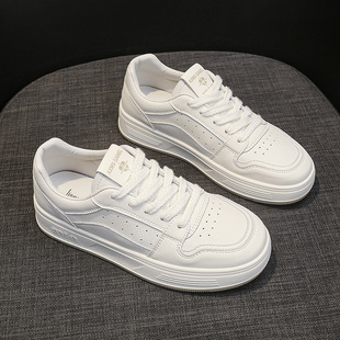 Flat White Shoes for Women 2024 Summer Sports Casual Shoes Lightweight Breathable Lace-Up Student Sneakers Breathable and Lightweight