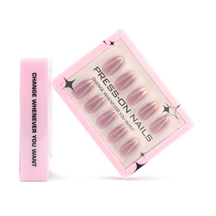 30 pieces of high-grade feeling nail piece fake nails French gradient pearlescent golden glitter short simple nail art