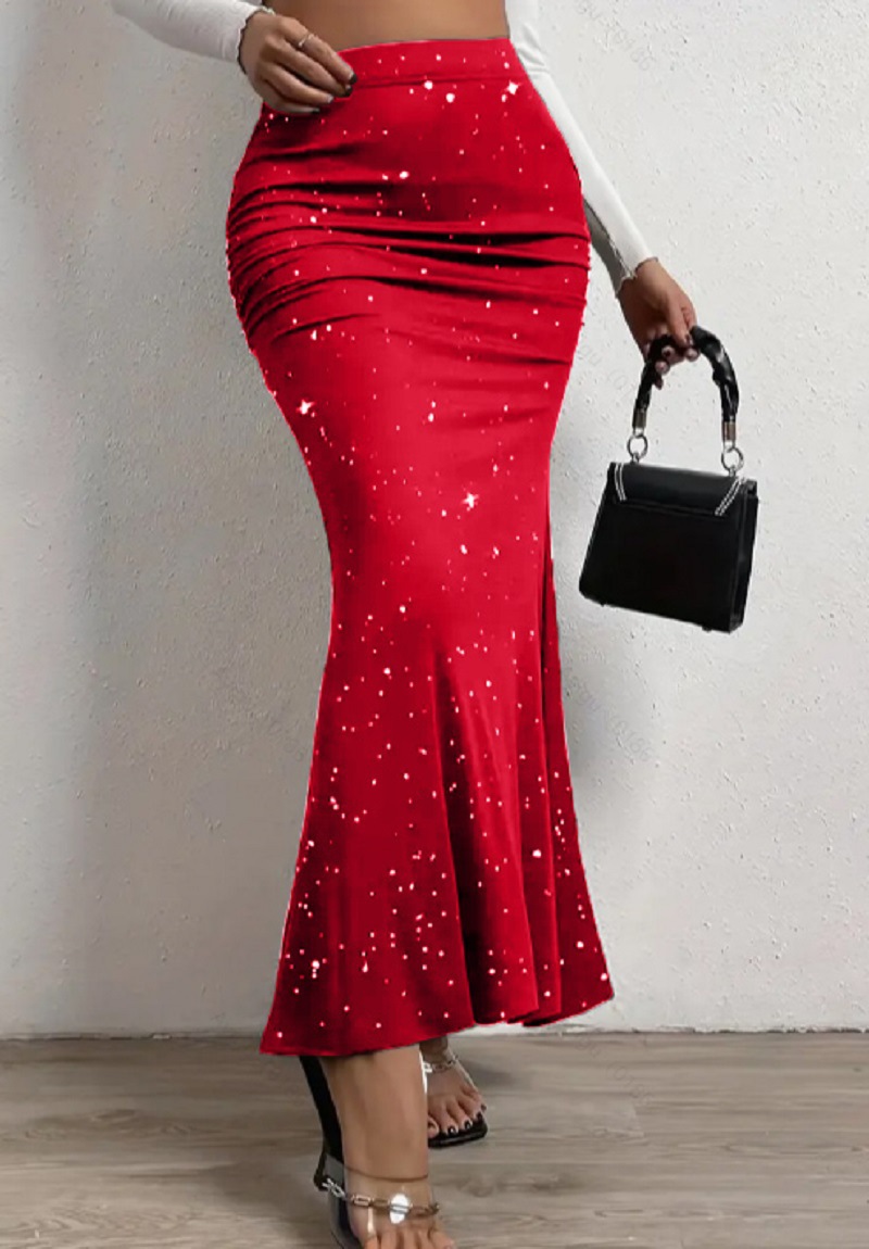 Femmes Jupe Vêtement De Rue Paillettes Couleur Unie Maxi Longue Robe Du Quotidien display picture 4