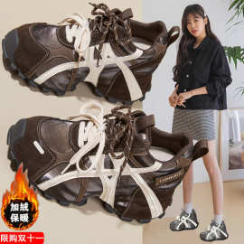 增高老爹鞋女女鞋2025新款小个子橡胶运动鞋厚底爆款休闲运动鞋子