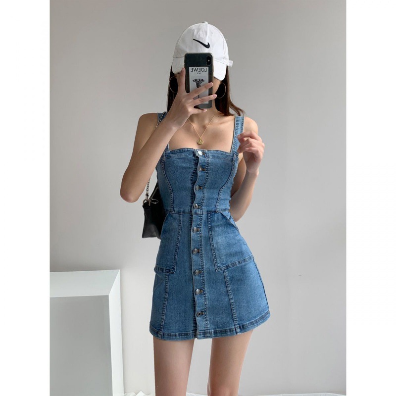 Denim Sling Dress Image 2